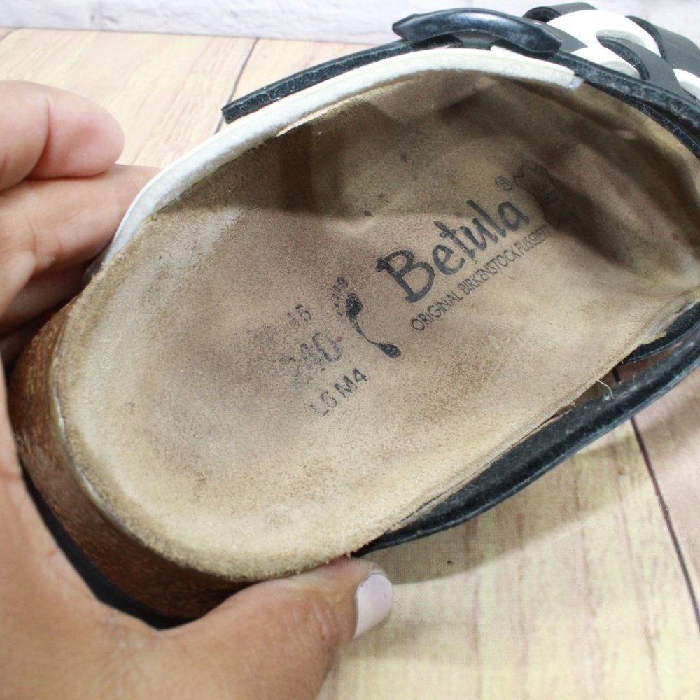 Betula by Birkenstock Black White Leather Open Toe Strappy Sandals Size M 4 L 6 - Picture 10 of 10